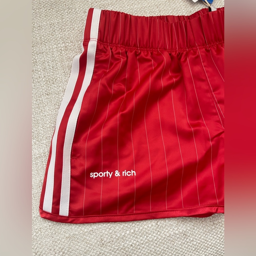 SPORTY & RICH X ADIDAS RED SHORTS - Picture 3 of 6